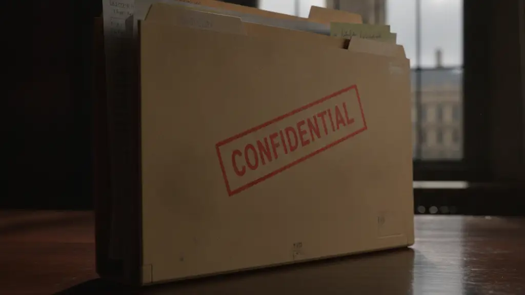 Confidential file folder on a mahogany desk, hinting at political scrutiny.