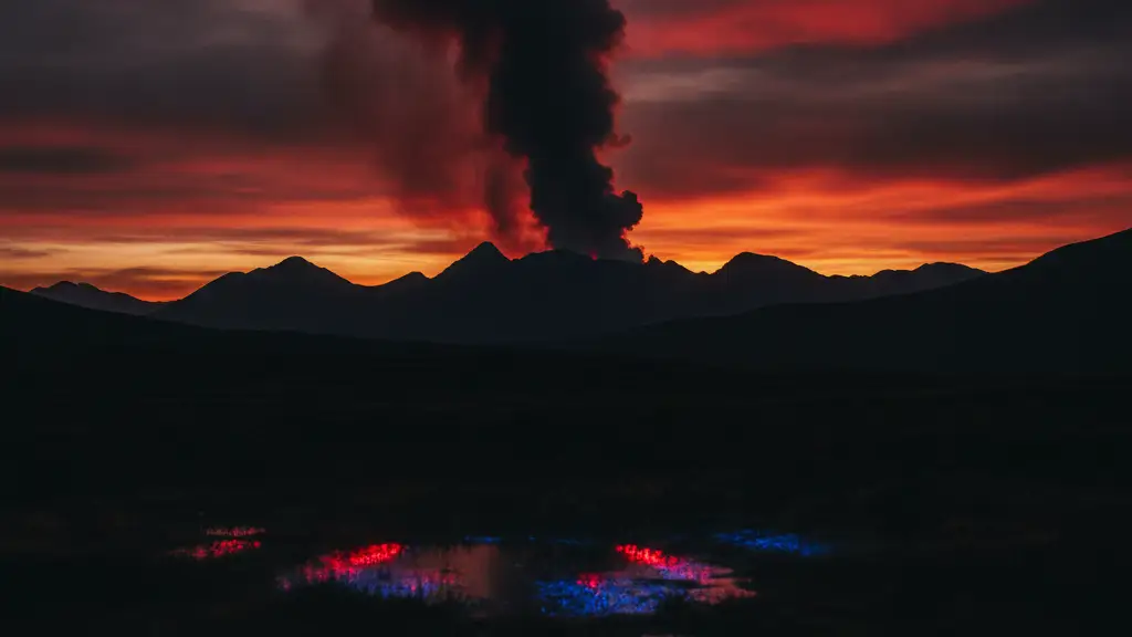 Smoke column against sunset over Scottish Highlands, police tape in foreground.